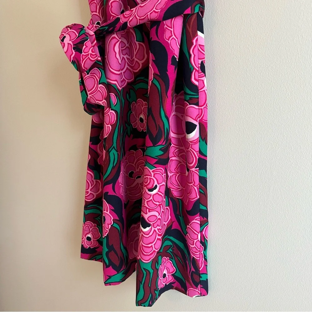 Talbots Sleeveless‎ Floral Sheath Dress w/ Belt Women’s M | Peony Print V‑Neck
